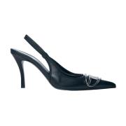 Nappa Leren Slingback Stiletto Pumps Diesel , Black , Dames