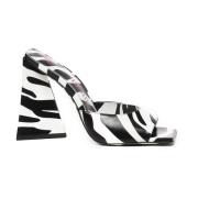 Zebra Print Pyramid Hak Sandalen The Attico , Black , Dames