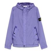 Paarse Nylon Hoodie Jas Stone Island , Purple , Heren