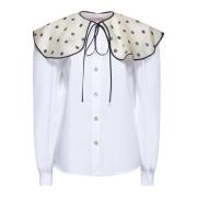 Witte Overhemd met Afneembare Polka Dot Kraag Valentino , White , Dame...