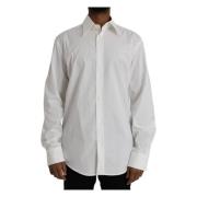 Wit Katoen Slim Fit Gold Shirt Dolce & Gabbana , White , Heren