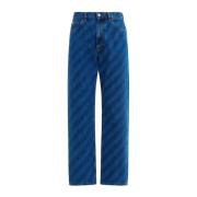 Klassieke katoenen jeans met leren details Marni , Blue , Heren