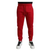 Rode Katoenmix Skinny Jogger Broek Dolce & Gabbana , Red , Heren