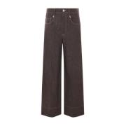 Bruine Flare Jeans met Contraststiksels Brunello Cucinelli , Brown , D...