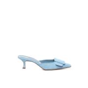 Blauwe Suède Kitten Heel Muiltjes Manolo Blahnik , Blue , Dames