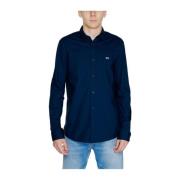 Katoenen Shirt met Elastaan Lange Mouwen Tommy Jeans , Blue , Heren