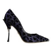 Luipaard Lurex Hakken Pumps Schoenen Dolce & Gabbana , Blue , Dames