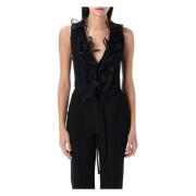 Zwart Bloem Vest Buitenkleding Rotate Birger Christensen , Black , Dam...