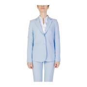 Lente/Zomer Dames Polyester Blazer Sandro Ferrone , Blue , Dames