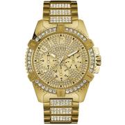 Herenhorloge kleur goud met strass 48 mm roestvrijstalen armband Front...