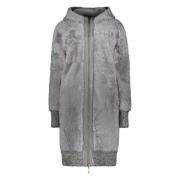 Shearling overcoat met gebreide inzetstukken Lorena Antoniazzi , Gray ...