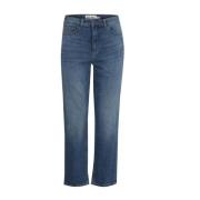 Blauwe Katoenen Mom Jeans met Stretch Ichi , Blue , Dames