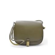 Groene leren crossbodytas met logodetail Pinko , Green , Dames