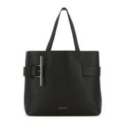 Zwarte leren T-Bar winkeltas Alexander McQueen , Black , Dames