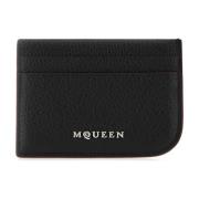 Stijlvolle Zwarte Leren Kaarthouder Alexander McQueen , Black , Heren