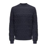 Gestructureerde Crew Neck Gebreide Trui Only & Sons , Blue , Heren