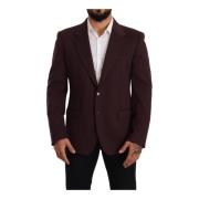 Indigo Slim Fit Blazer met Logo Details Dolce & Gabbana , Purple , Her...