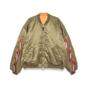 Khaki Gewatteerde Cargo Jas Omkeerbare Stijl Vetements , Green , Heren