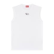 Witte Tanktop met Zilveren Logo Diesel , White , Heren