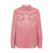 Roze Denim Jas met Klassieke Kraag Rick Owens , Pink , Heren