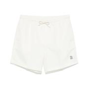 Witte strandkleding met elastische tailleband Brunello Cucinelli , Whi...