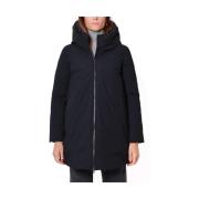 Zwarte Winterjas met Omslag Kraag BomBoogie , Black , Dames