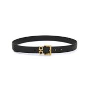 Zwarte leren riem met Gancini gesp Salvatore Ferragamo , Black , Dames