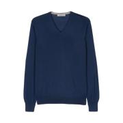 V-neck Knitwear La Fileria , Blue , Heren