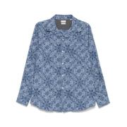 Blauwe Cerulean Shirt Knoop Lange Mouwen Brunello Cucinelli , Blue , H...