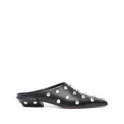 Studded Zwarte Leren Blokhak Schoenen Paris Texas , Black , Dames