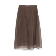 Olijfbruine Monili Ketting Rok Brunello Cucinelli , Brown , Dames