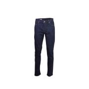 Straight Leg Denim Jeans Alberto , Blue , Heren