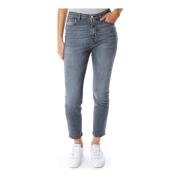 Highwaist Slim Fit Cropped Jeans Closed , Gray , Dames