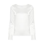 Witte Satijnen Boothals Blouse Mazzarelli , White , Dames