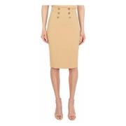 Hoge taille stretch crêpe midi rok kameel Elisabetta Franchi , Brown ,...