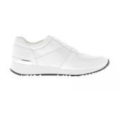 Witte Leren Logo Trainer Schoenen Michael Kors , White , Dames