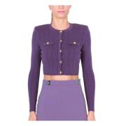 Korte Ribgebreide Vest Pruim Elisabetta Franchi , Purple , Dames