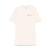 Beige Logo Print Crew Neck T-shirt Sporty & Rich , Beige , Dames