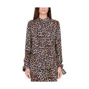 Dierenprint Georgette Lange Mouwen Shirt Zwart Elisabetta Franchi , Mu...