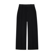 Zwarte wollen cropped broek met zakken Anine Bing , Black , Dames