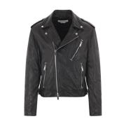 Zwarte Biker Leren Jas Alexander McQueen , Black , Heren