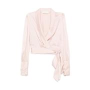 Zijden Satijnen Wrap Blouse Zimmermann , Pink , Dames