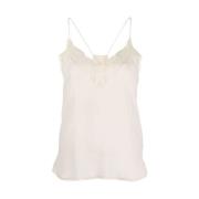 Elegante Zijden Kant Trim V-Hals Hemdje Zadig & Voltaire , White , Dam...