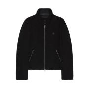 Zwarte Fleece Jack met Opstaande Kraag Courrèges , Black , Heren