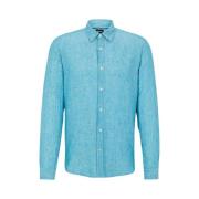 Casual linnen overhemd met lange mouwen Hugo Boss , Blue , Heren