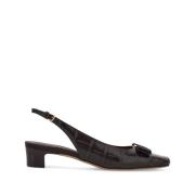 Zwarte Slingback Schoenen met Strikdetails Salvatore Ferragamo , Brown...