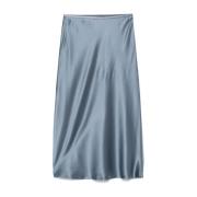 Pure Zijden Midi Rok Blauw-Grijs Max Mara , Blue , Dames