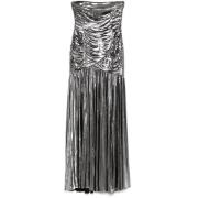 Zilver-tone Strapless Geplooide Jurk Retrofête , Gray , Dames