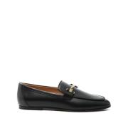 Zwarte Leren Stacked Heel Schoenen Tod's , Black , Dames