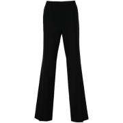 Zwarte Wol Twill Straight Leg Broek Dries Van Noten , Black , Heren